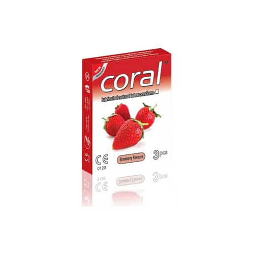 Coral Condom Strawbery Flavours 3's Pack