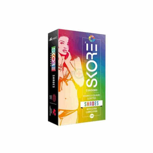 Skore Shades Assorted Colours 1500+ Dotted Condom - 10Pcs Pack(India)