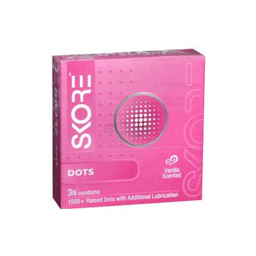 Skore Dots 1500+ Dotted Vanilla Flavoured Condom - 3Pcs Pack New(India)Vanilla Scented