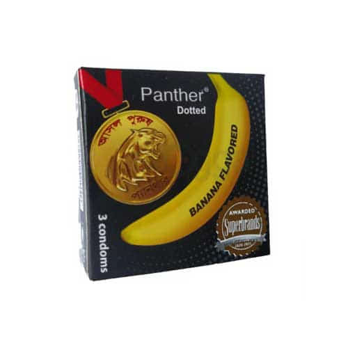 Panther Banana Dotted Condom 3's Pack