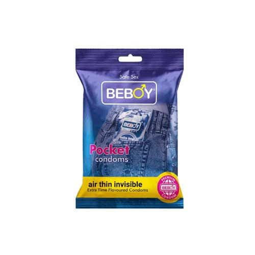 Beboy Extra Time Air Thin Invisible Condom (Jasmine Flavour) Pocket Pack- 3Pcs(India)