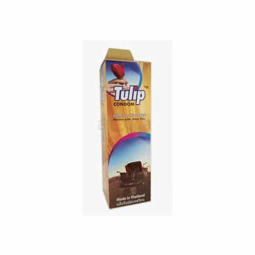 Tulip Condom Dotted & Chocolate Flavour with Ultra Thin 3pcs (Thailand )