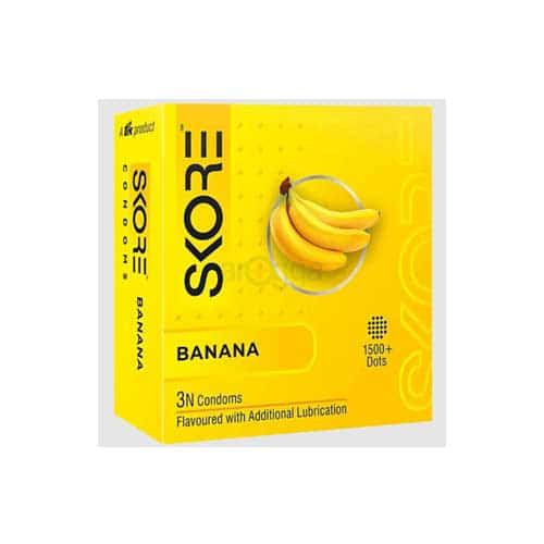 Skore Banana 1500+Dots Condoms 3's Pack