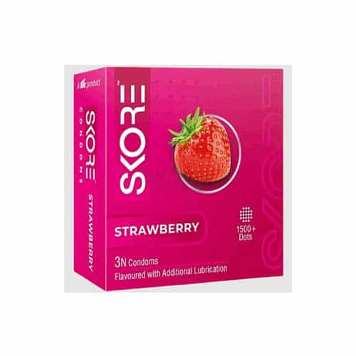 Skore Strawberry 1500+Dots Condoms 3's Pack