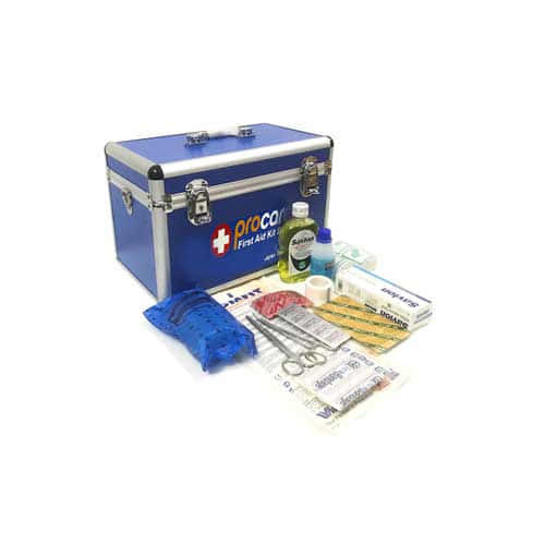 First Aid Box with 15 necessary Items (Medium Blue)