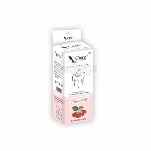 XCore Extra Time Long Lasting Dotted Condom (Strawberry Flavoured) - 3x10=30pcs Full Box (India)