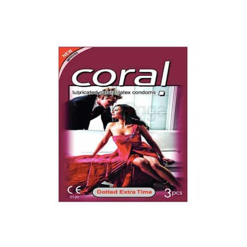 Coral Condom Dotted Extra Time 3's PackExtra Time