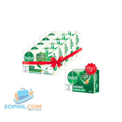 Dettol Soap Neem Bathing Bar 125 gm (Buy 5 Get 1 Free)