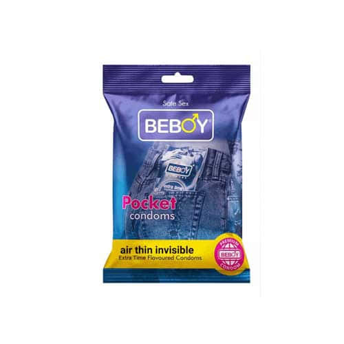 Beboy Extra Time Air Thin Invisible Condom (Mango Flavour) Pocket Pack- 3Pcs(India