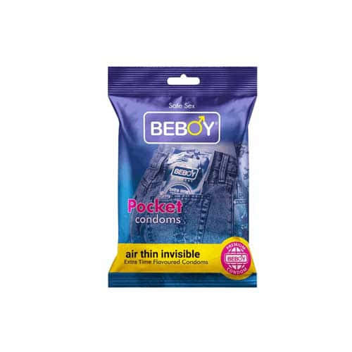 Beboy Extra Time Air Thin Invisible Condom (Litchi Flavour) Pocket Pack- 3Pcs(India)