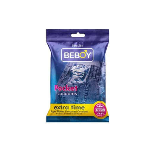 Beboy Extra Time Super Big Dotted Condom (Pan Flavour) Pocket Pack- 3Pcs(India)