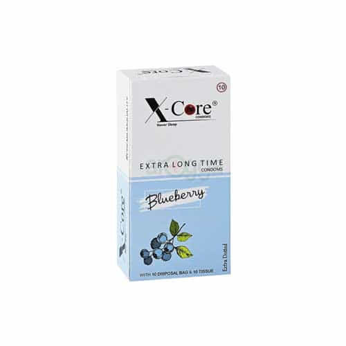 X-Core Extra Time Long Lasting Dotted Condom (Blueberry Flavoured) - 10Pcs Pack(India)