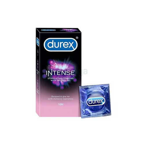 Durex Intense Stimulating With Desirex Gel Dotted and Ribbed Condom - 10Pcs PackStimulating Condoms With Desirex Gel
